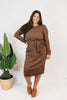 Cozy Elegance Dress In Chocolate - Reg & Curvy