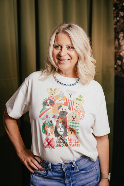 Festive Sweater Pups Crop Tee