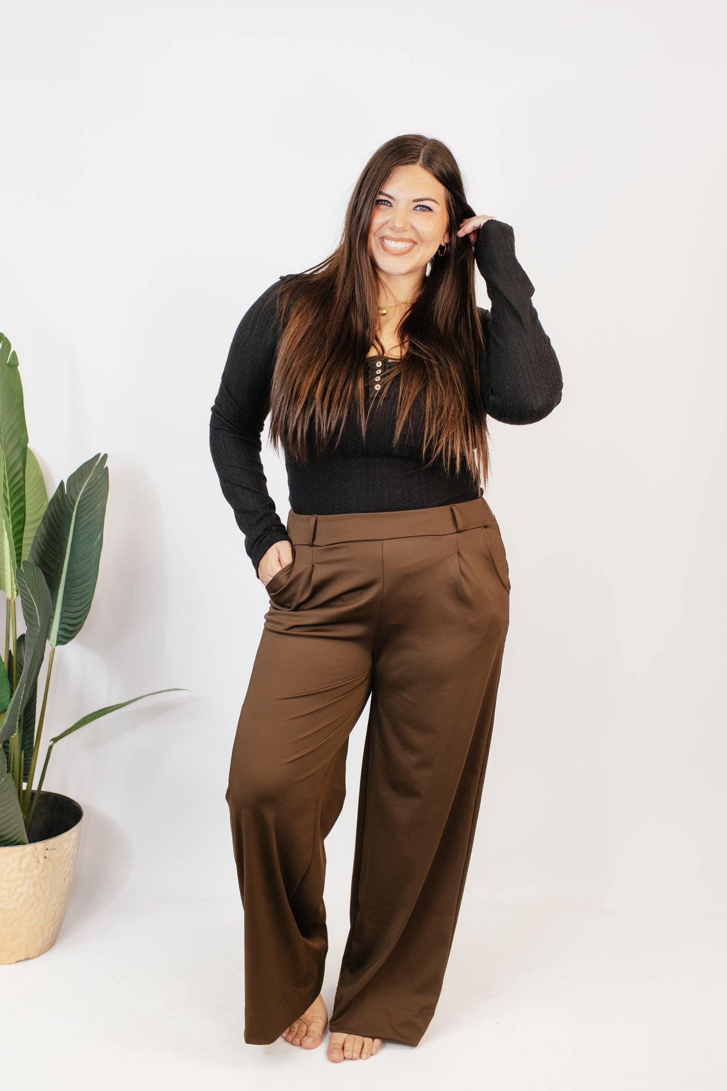 Elevate Everyday Pants In Brown - Reg & Curvy