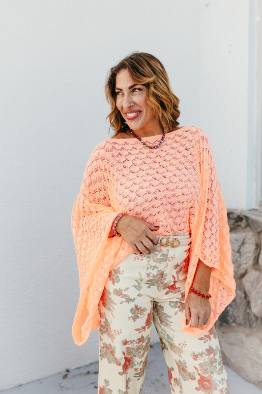 Spring Free Spirit Bell Sleeve Top In Peach