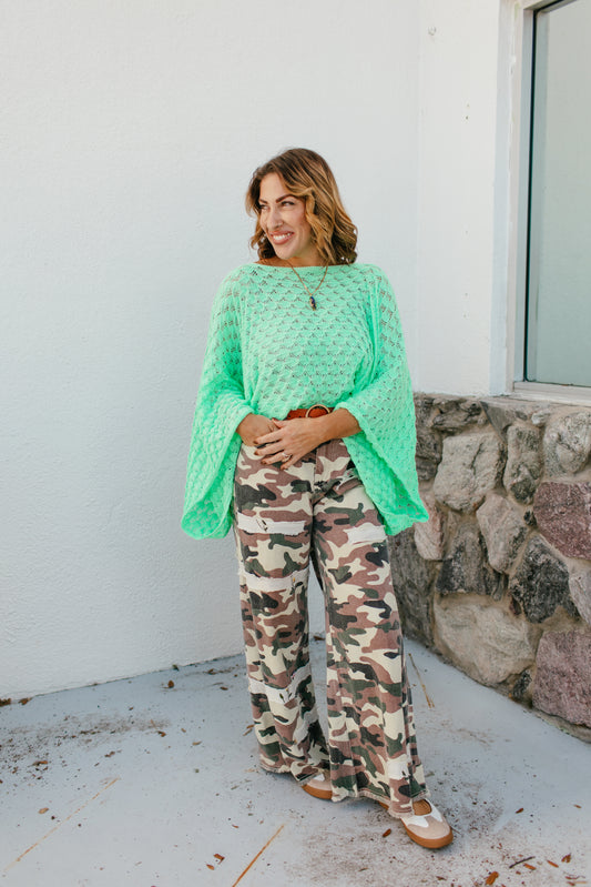 Spring Free Spirit Bell Sleeve Top In Mint