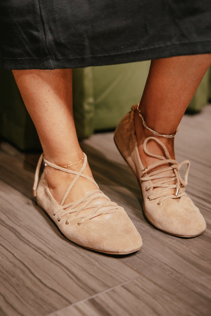 Corky's Camel Faux Suede Tied Up Flats