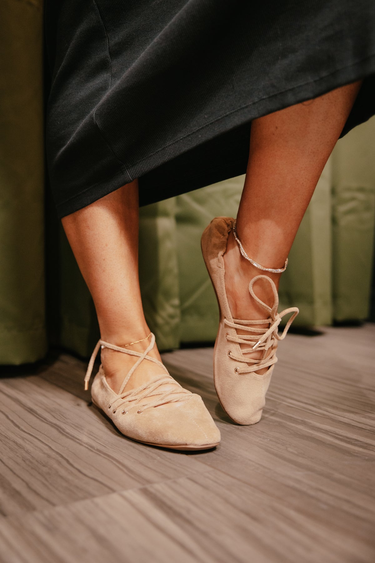 Corky's Camel Faux Suede Tied Up Flats