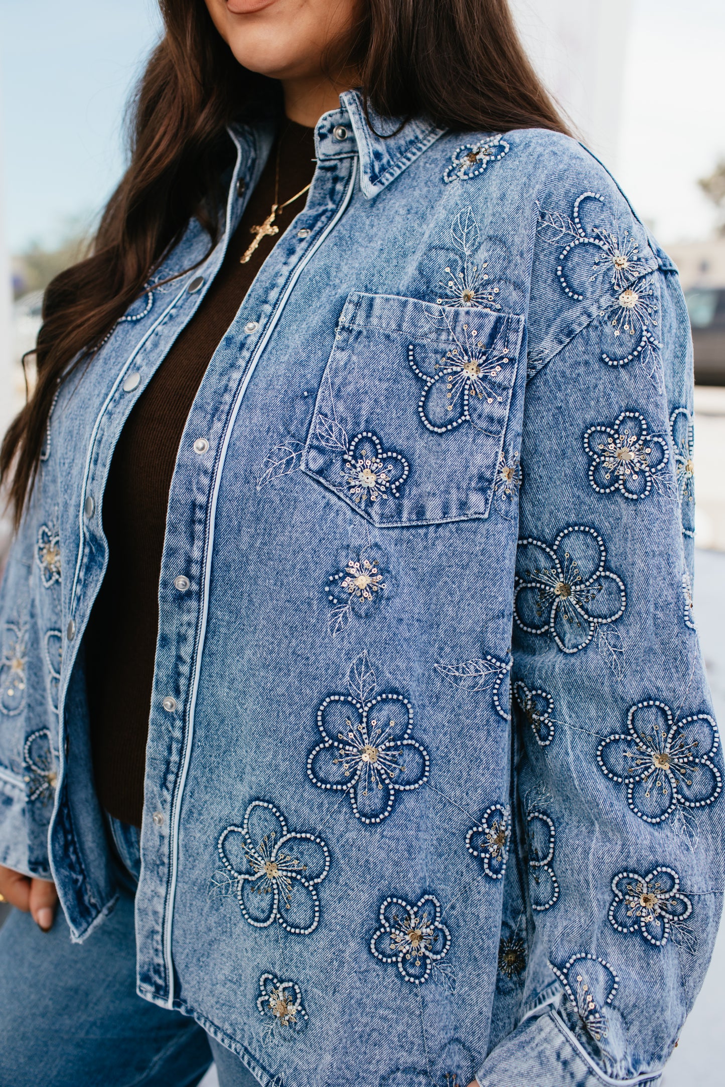 Botanical Blues Denim Shirt