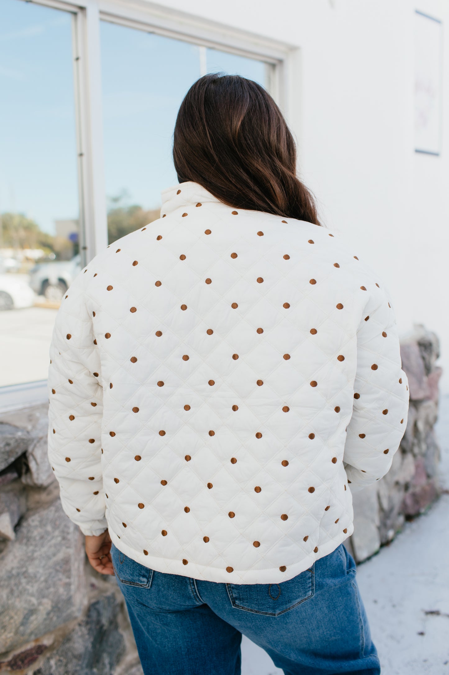 Dot to Trot Puffer Jacket in Cream