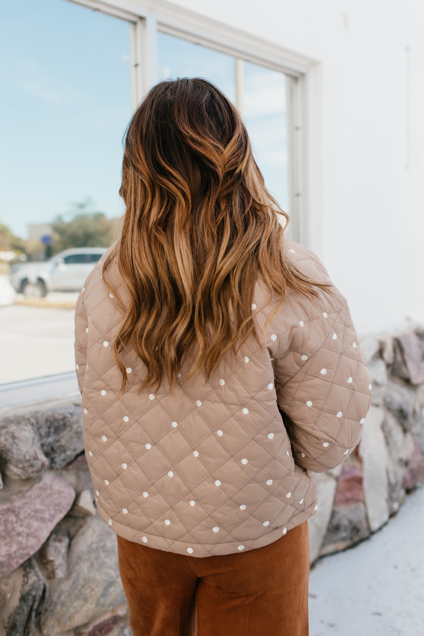 Dot to Trot Puffer Jacket in Mocha