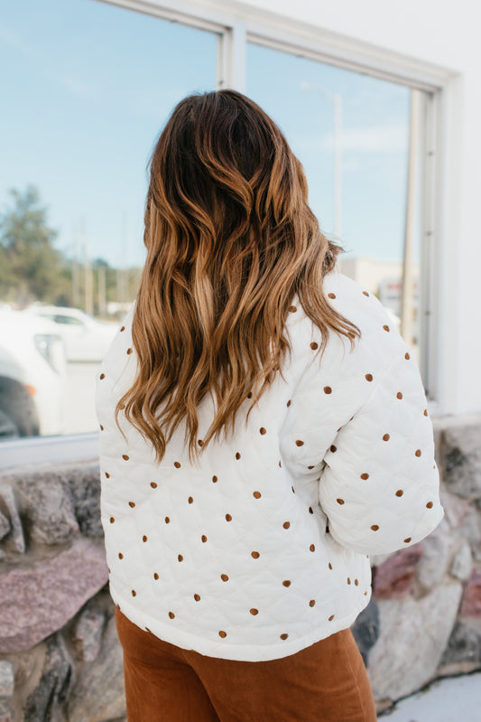 Dot to Trot Puffer Jacket in Cream