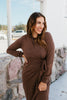 Cozy Elegance Dress In Chocolate - Reg & Curvy