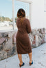 Cozy Elegance Dress In Chocolate - Reg & Curvy