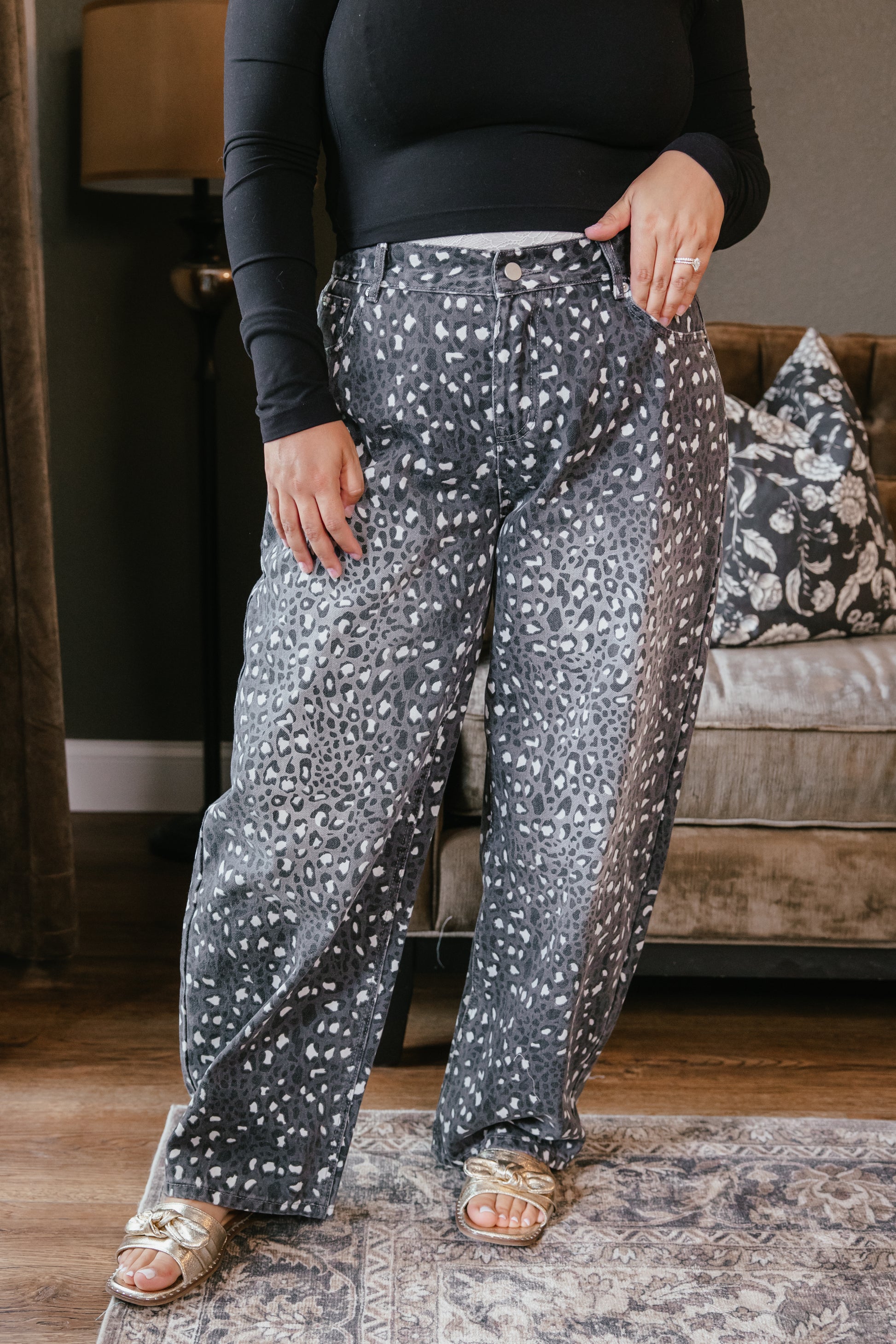 Smokeshow Leopard Barrel Jeans - Reg & Curvy