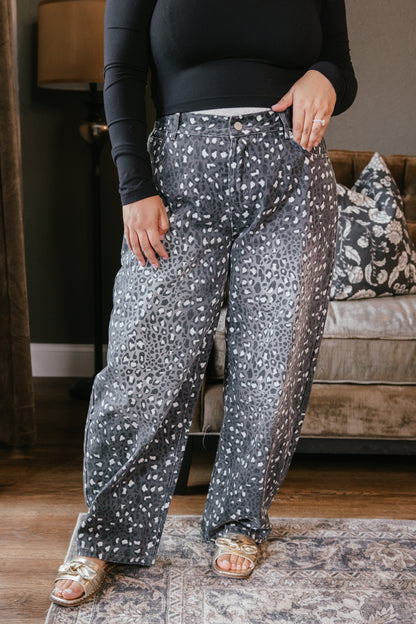 Smokeshow Leopard Barrel Jeans - Reg & Curvy