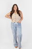 Button Down Vest in Latte - Reg/Curvy