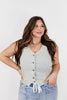 Button Down Vest in Pistachio - Reg/Curvy