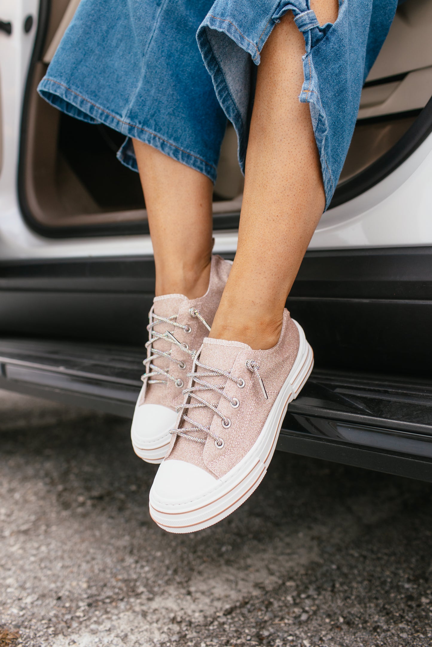 Very G Rose Gold Glitter Aman Sneakers