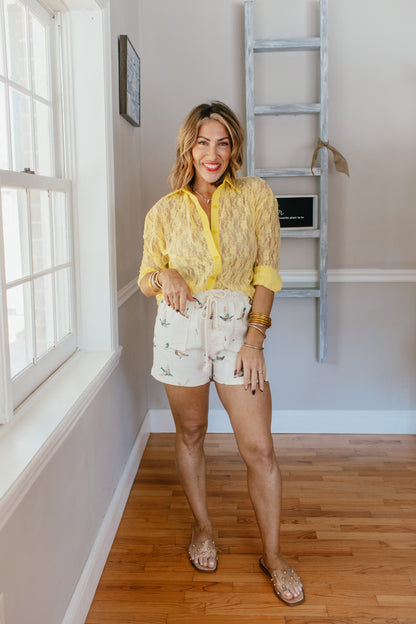 Classic Kathryn Button Up Top In Yellow - Reg & Curvy