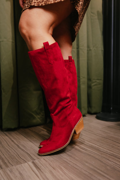 Corky's Red Faux Suede City Slicker Boots