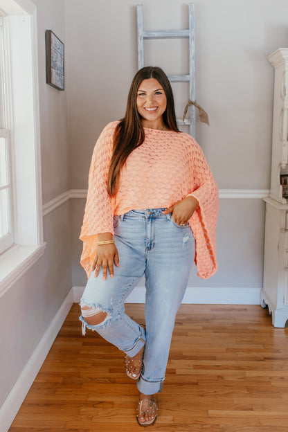 Spring Free Spirit Bell Sleeve Top In Peach