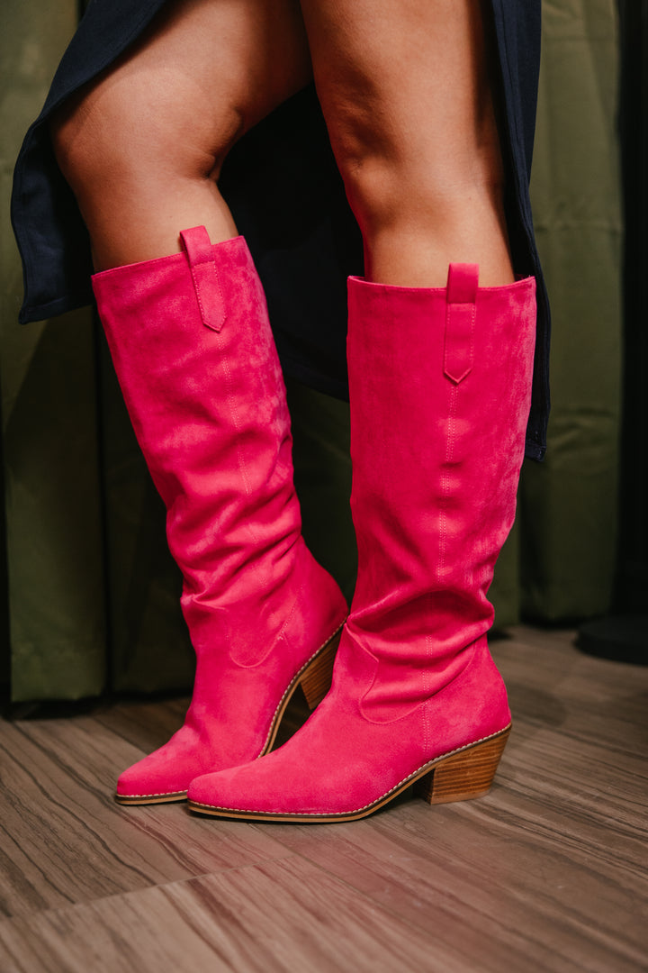 Corky's Pink Faux Suede City Slicker Boots