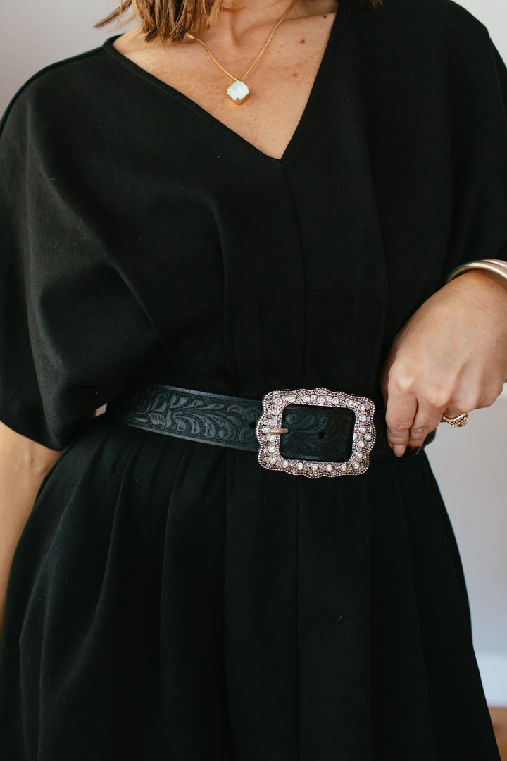 Everyday Essentials Springtime Belt With Sharp Angular Buckle In Black