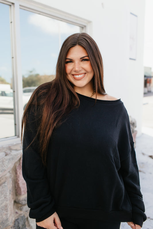 Airplane Mode On Crewneck In Black - Reg & Curvy