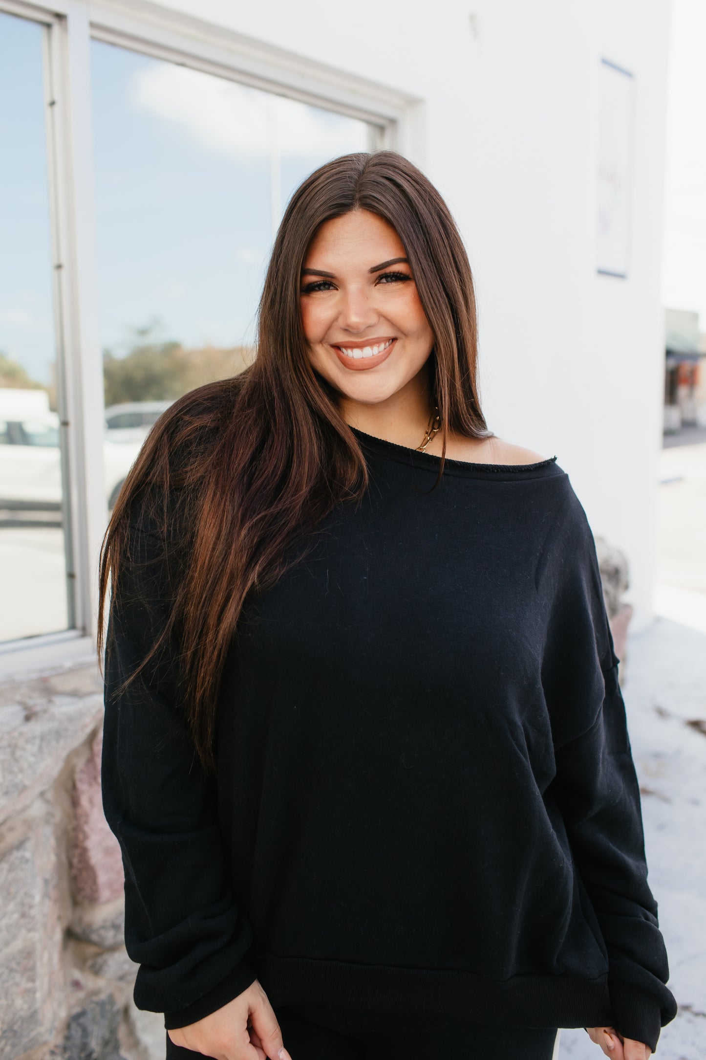 Airplane Mode On Crewneck In Black - Reg & Curvy
