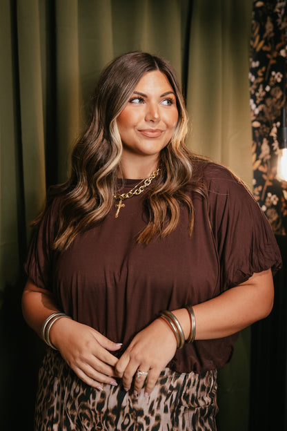 Softly Spoken Top In Brown