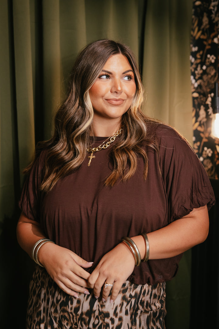 Softly Spoken Top In Brown
