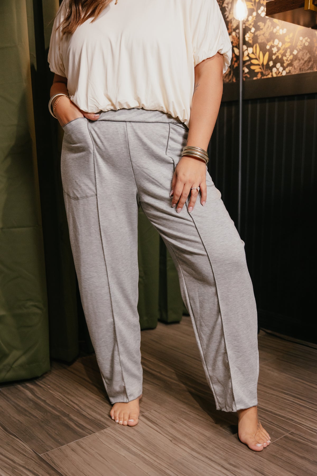 Casually Cool Pants In Heathered Grey - Reg & Curvy