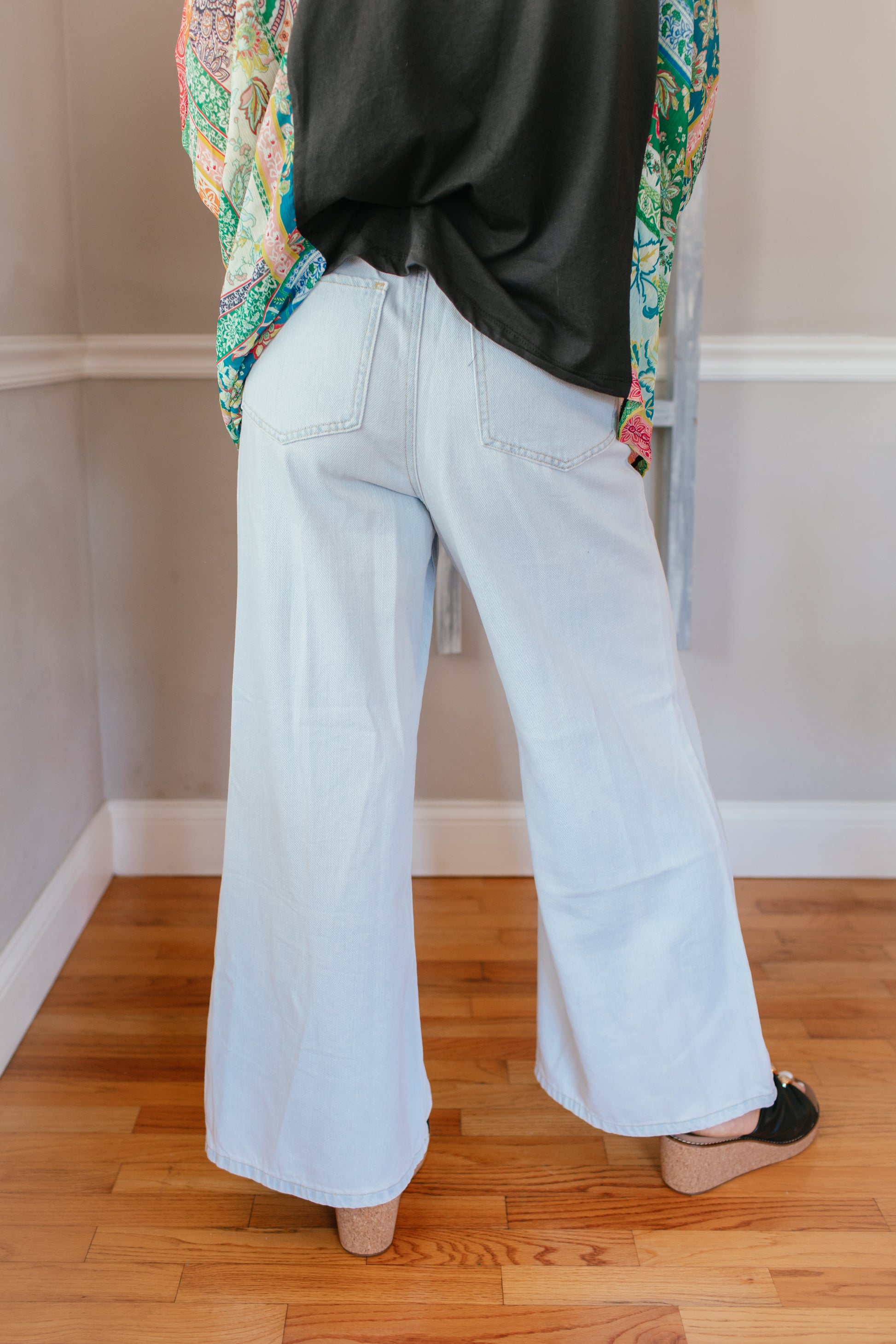 Sky Drawstring Palazzo Denim