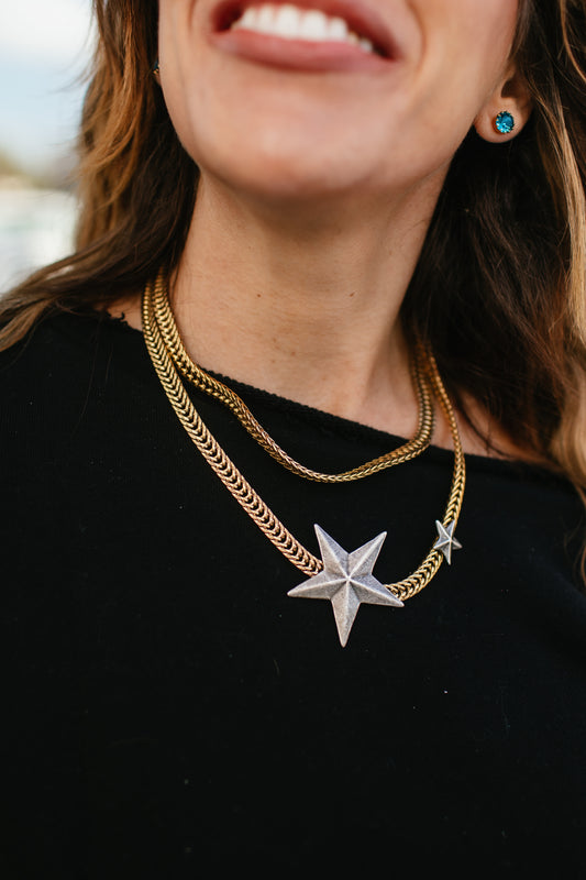 Tova Oklahoma City Stars Necklace Silver Stars with Gold Base