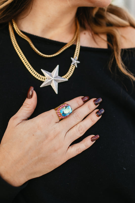 Tova Chloe Ring in Aqua Verde