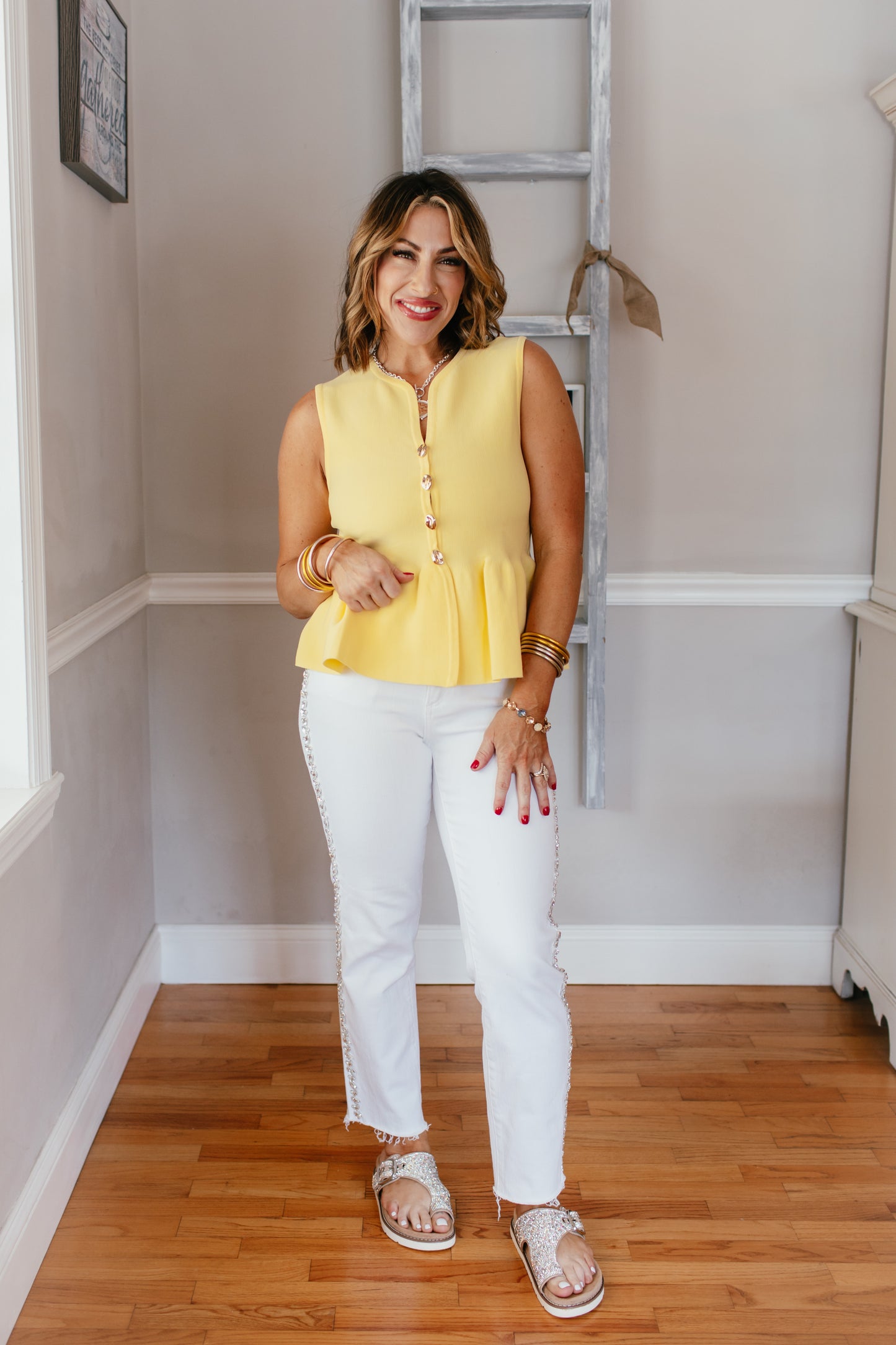 Buttoned Bliss Top In Lemon
