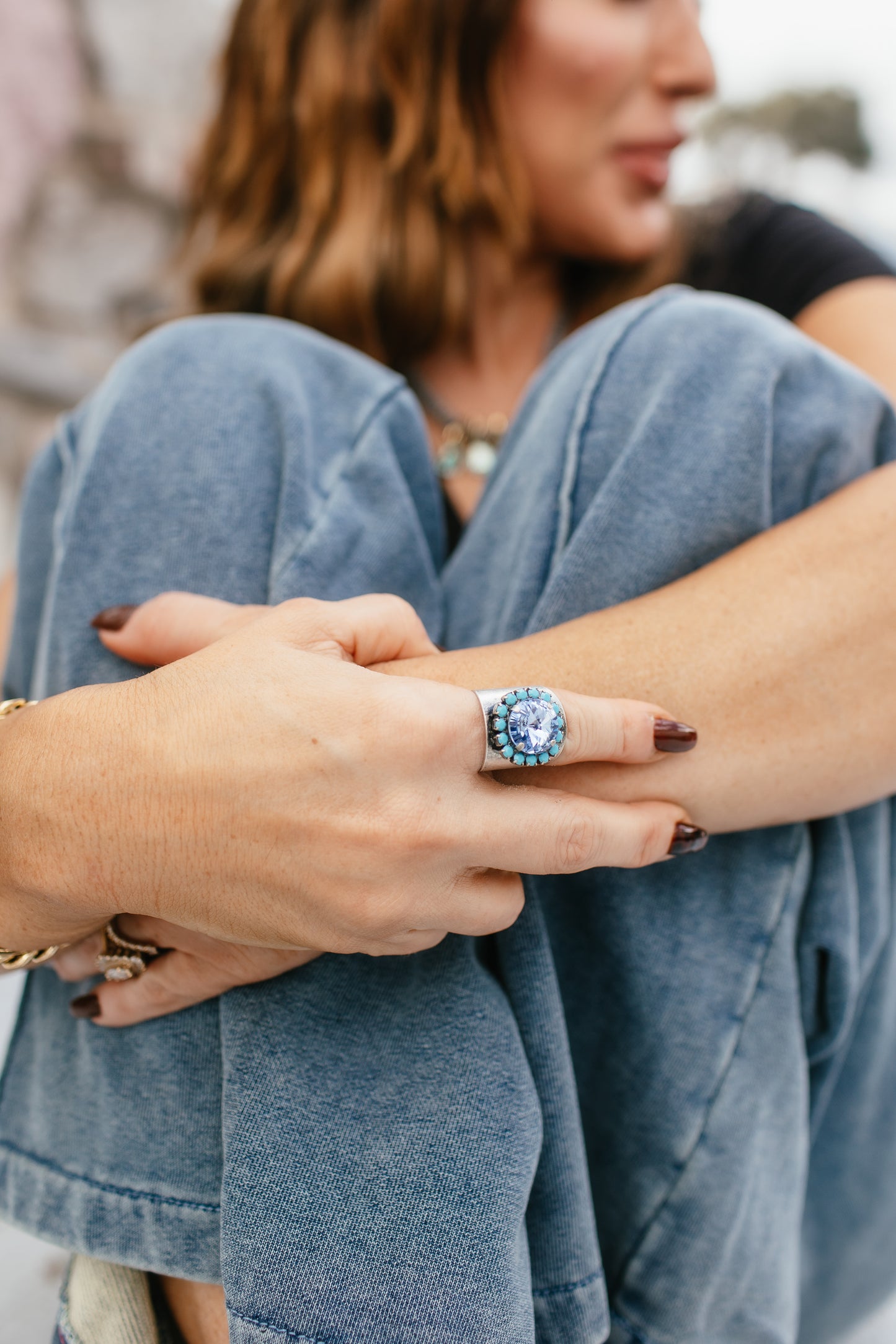 Tova Jacci Ring in Antique Silver Light Sapphire