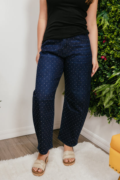 Vervet Rhinestone Dreams Barrel Jeans