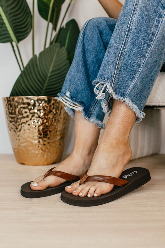 Corky's Cognac Summer Plans Flip Flops