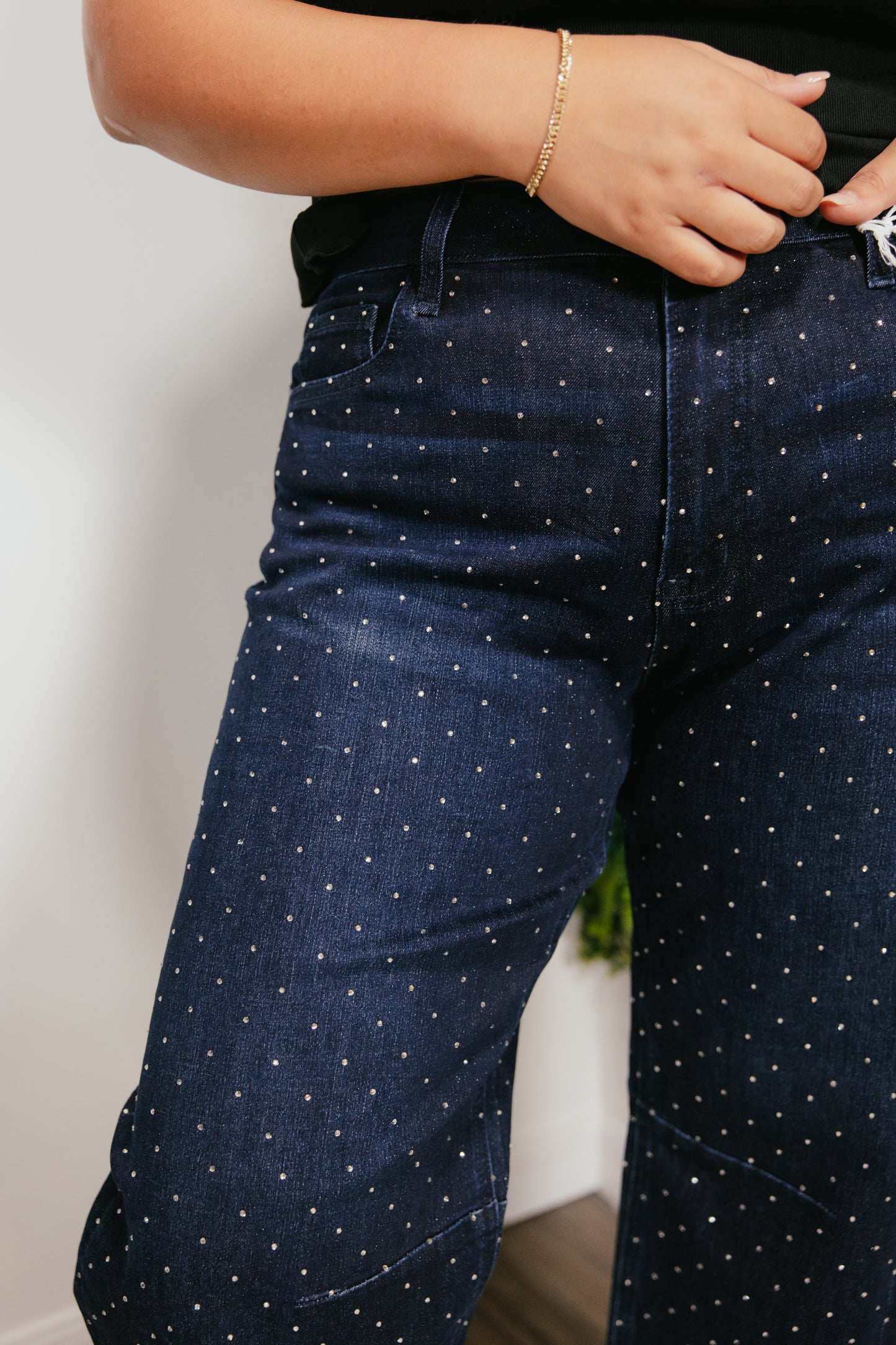 Vervet Rhinestone Dreams Barrel Jeans