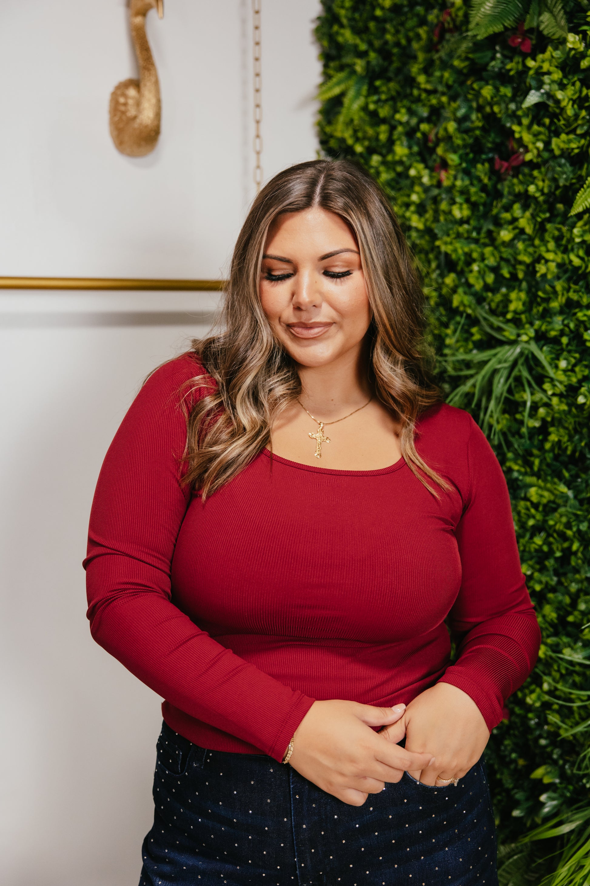 Back To Basics Top In Maroon - Reg & Curvy