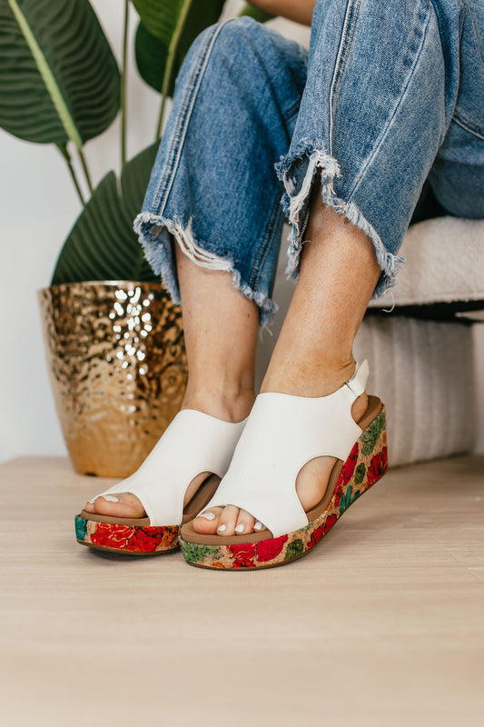 Corky's White Floral 2 Carley Sandals