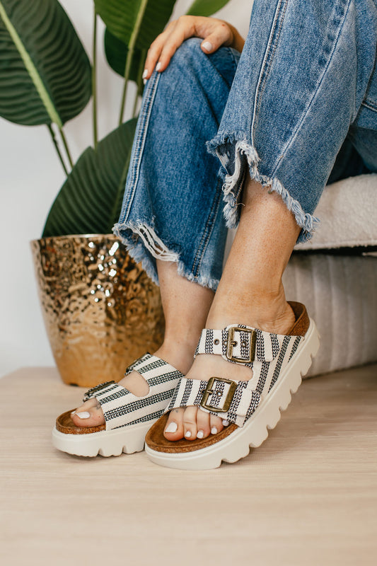Corky's Black Natural Stripe No Filter Sandals