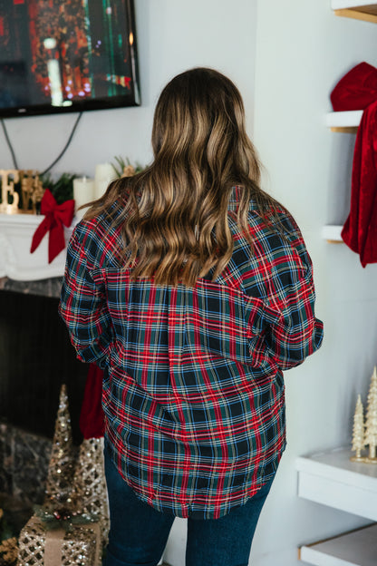 Festive Kathryn Button Up Top in red tartan plaid by Grace + Emma