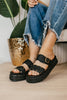 Corky's Black Raffia Walk of Shame Sandals