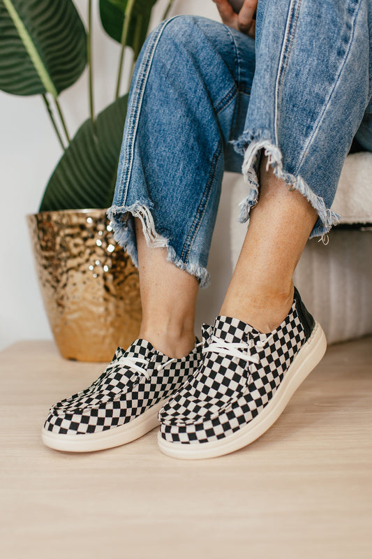 Corky's Black White Check Kayak 2 Shoes