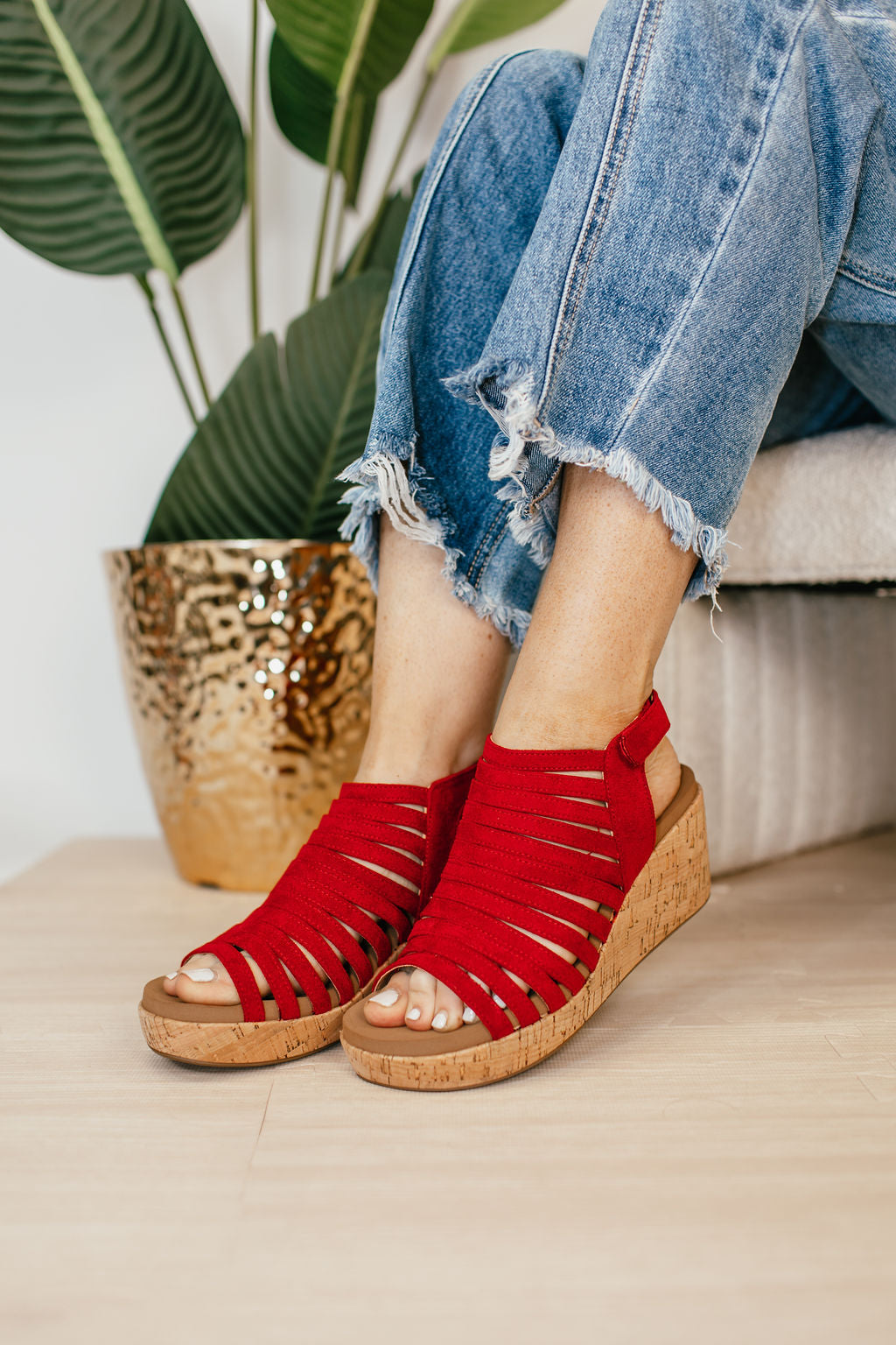 Corky's Dark Red Faux Suede Oopsie Daisey Sandals