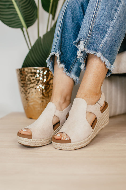 Corky's Sand Faux Suede Pose Wedges FINAL SALE