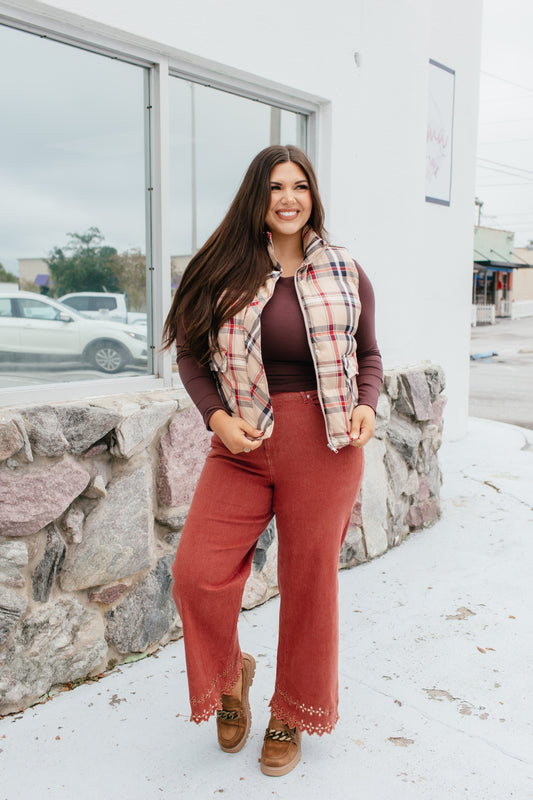 Effortless Eyelet Pants In Brick