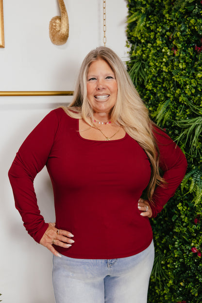 Back To Basics Top In Maroon - Reg & Curvy