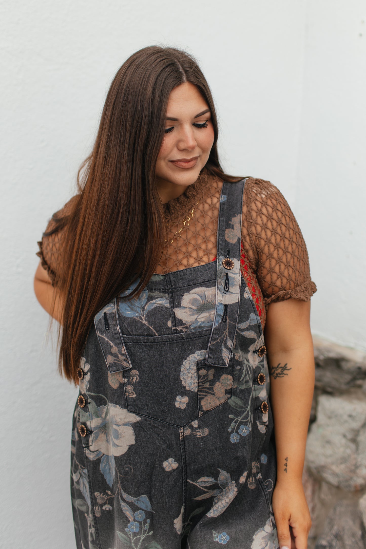 Painted Meadow Overalls In Black Denim