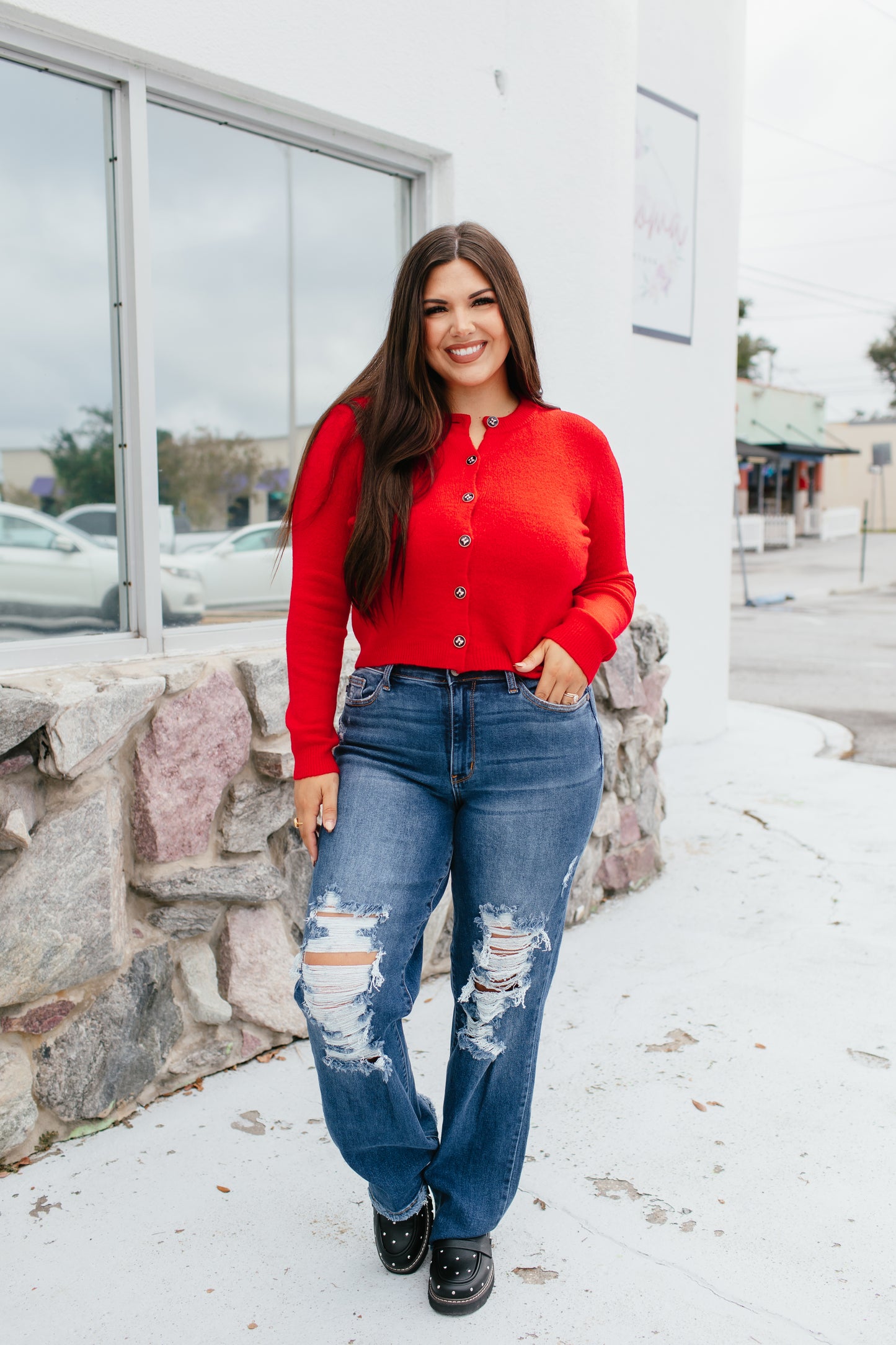Effortlessly Chic Cardigan In Red