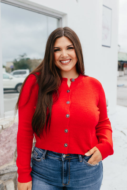 Effortlessly Chic Cardigan In Red