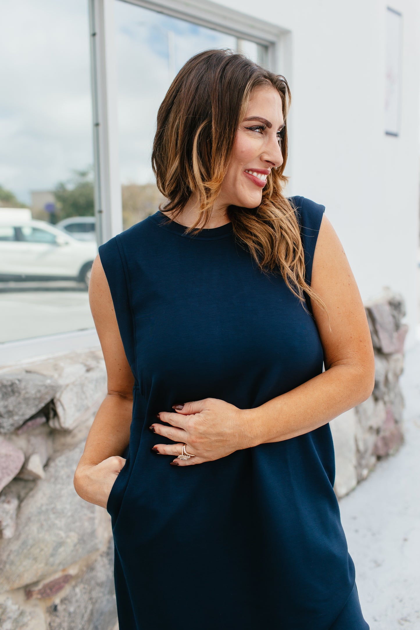 Chic & Simple Dress In Navy